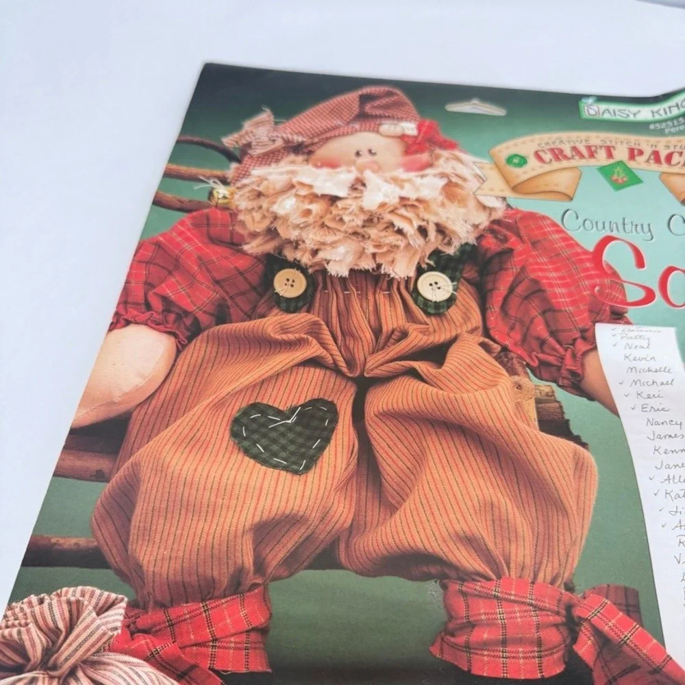 Daisy Kingdom‎ Country Christmas Santa Doll Kit DIY Plaid Fabric Craft Pack NEW